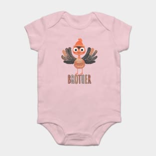Cute Thanksgiving Brother Turkey with Beanie - Boho Style Baby Bodysuit